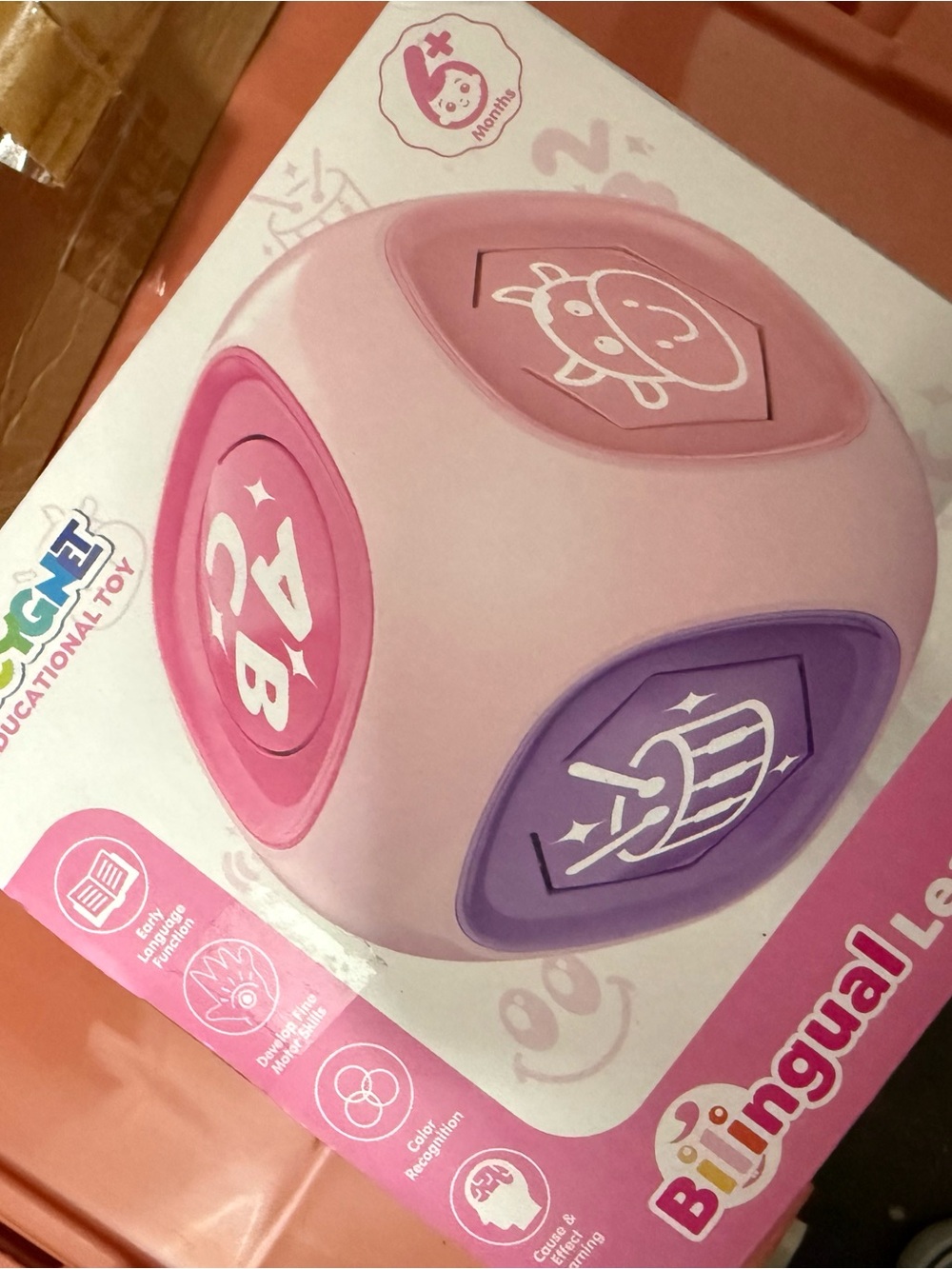 Pink & Purple Bilingual Baby Educational Toy Cube